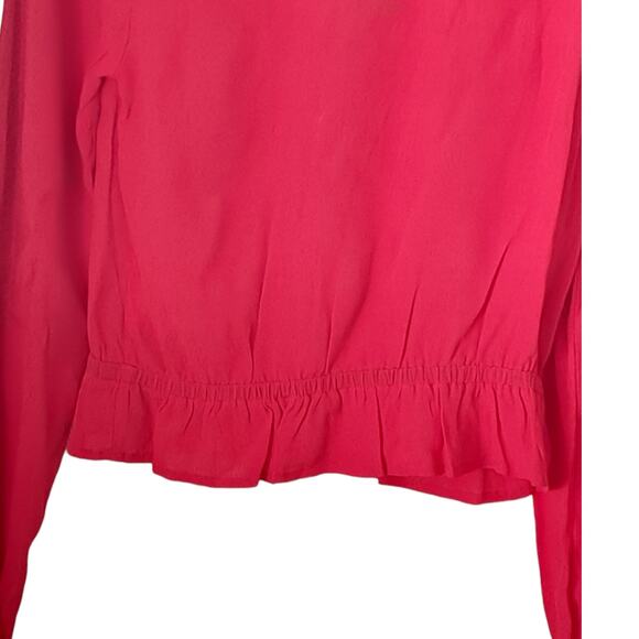 NWT Express Sweetheart Shirred Keyhole Red Peplum Top Small - Picture 9 of 10